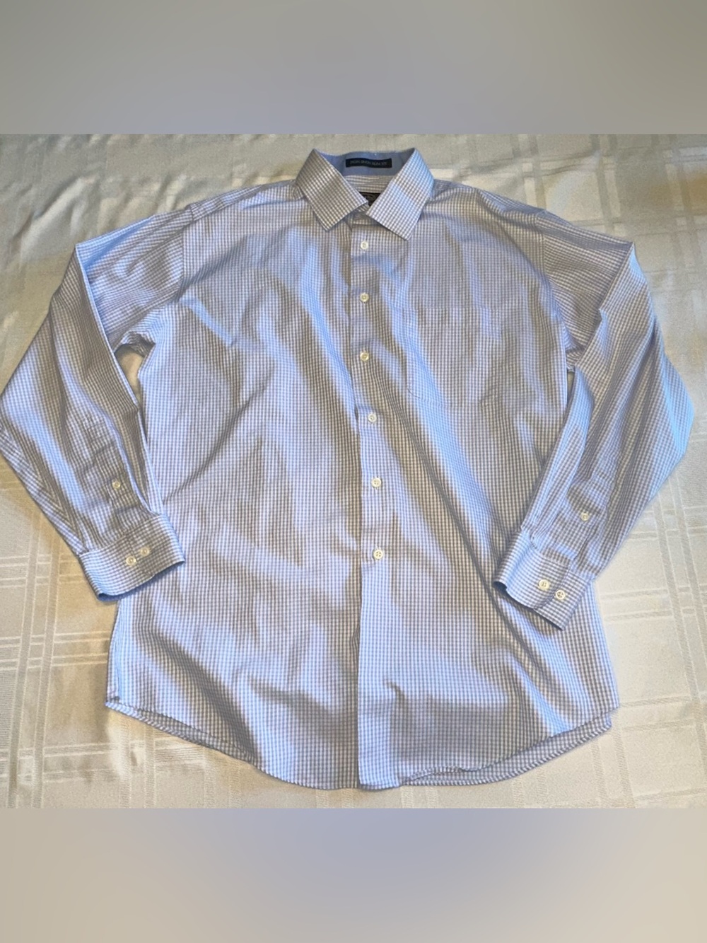 Pronto Uomo Men's Dress Shirt 17 34/35 Platinum Egyptian Cotton NonIron Slim Fit